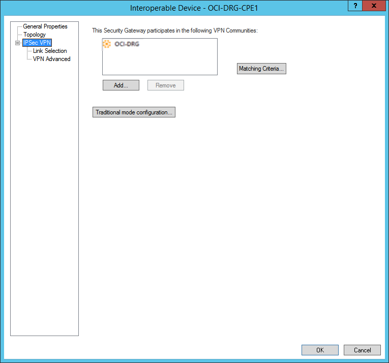 This image shows where to add the interoperable device to a VPN community.