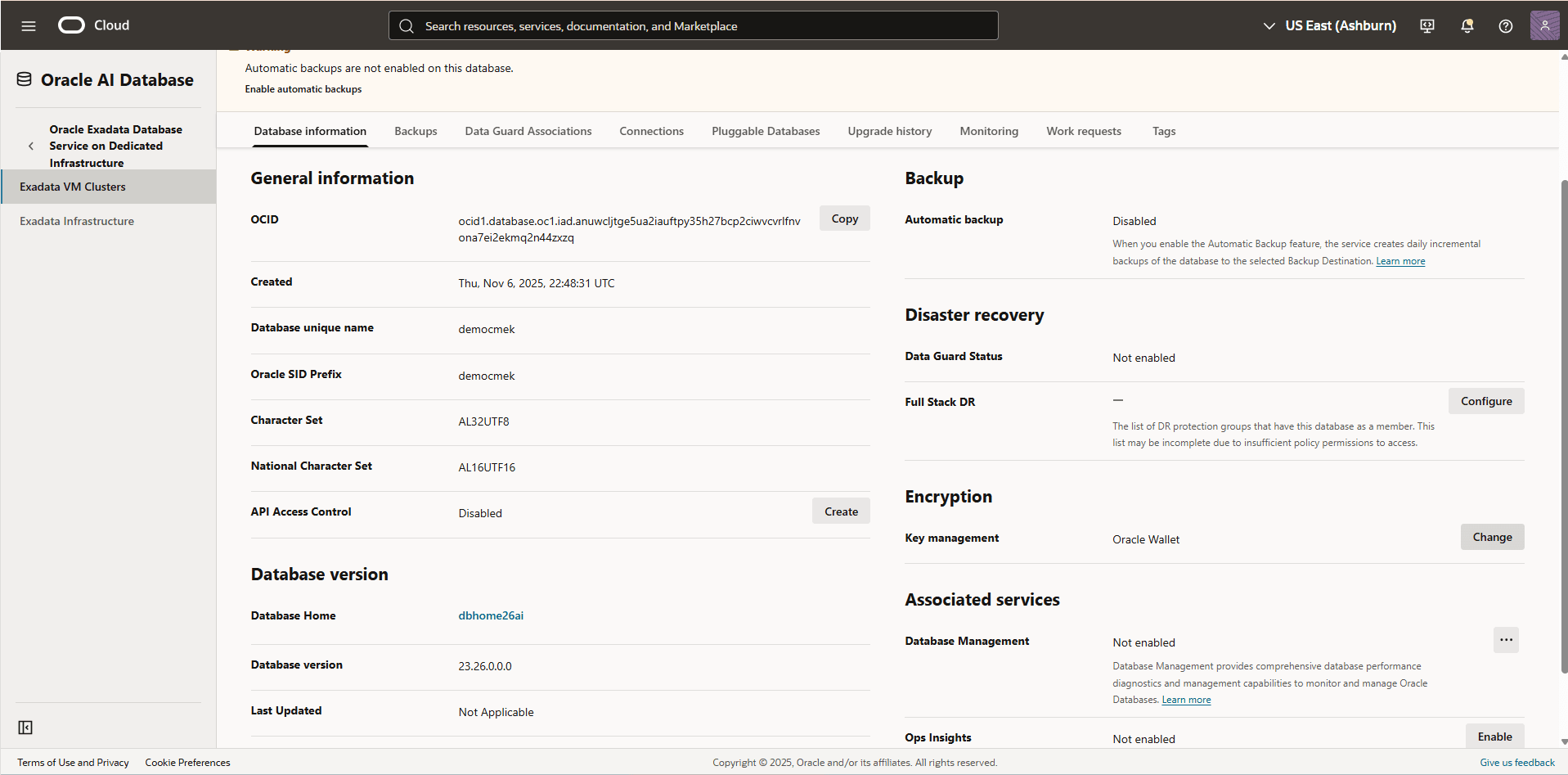 This screenshot shows how to change key management.