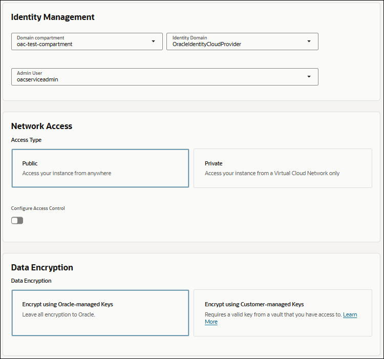 Description of console_oac_create2.jpg follows