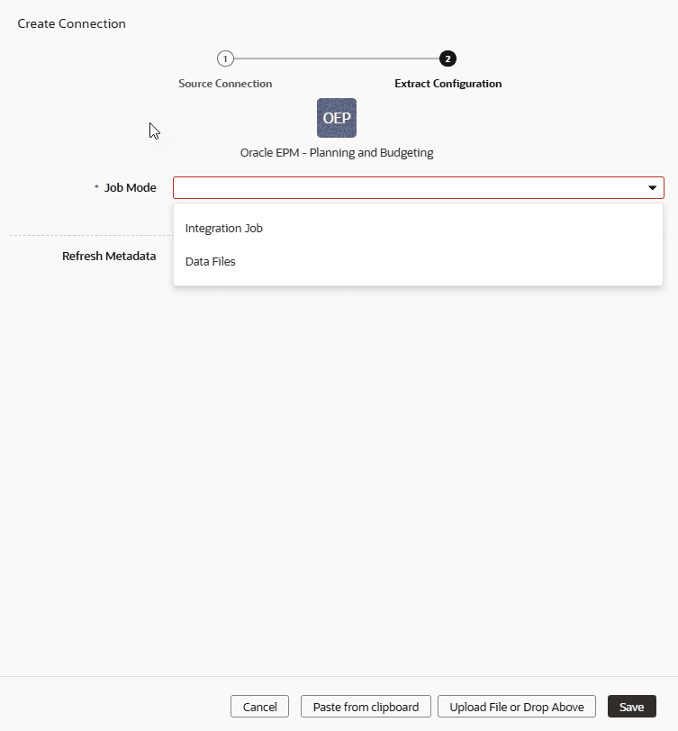 Create Extract Configuration EPM Connection