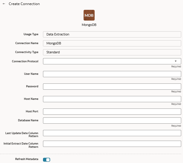 Create Connection for Mongo database dialog Create Connection for Mongo database dialog