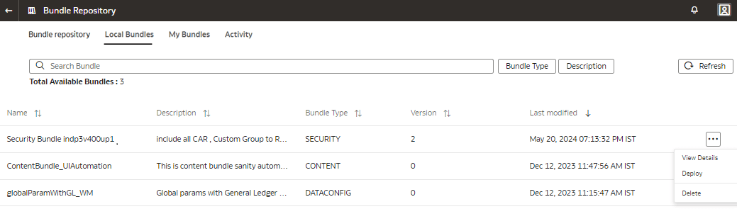 Deploy bundle option