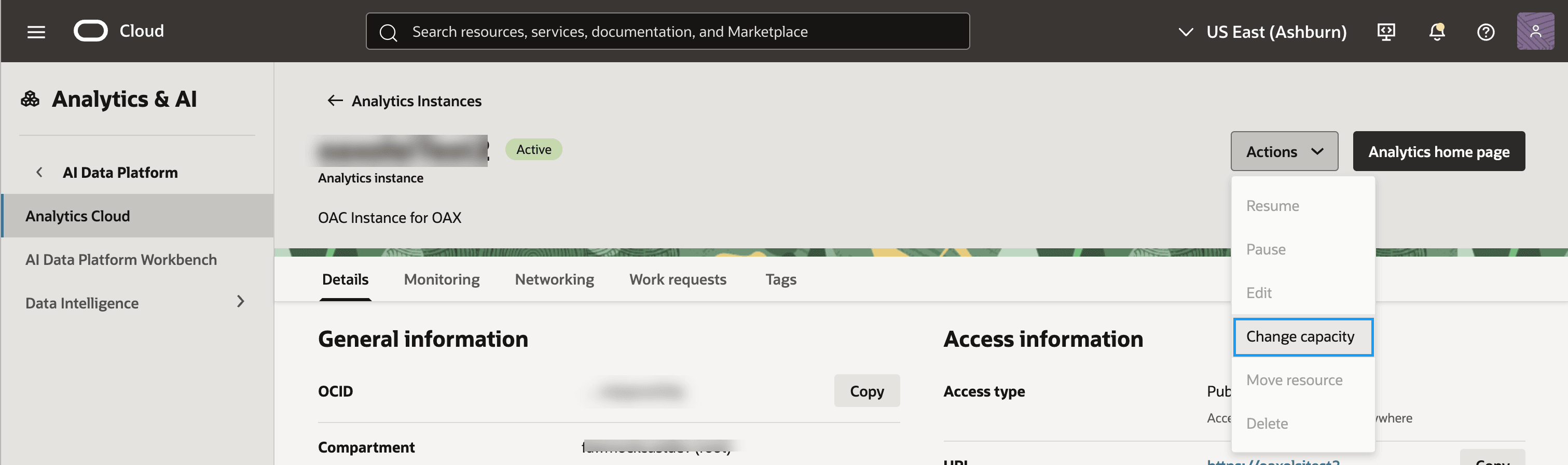 Description of fawag-instance-oac-detail-page.png follows