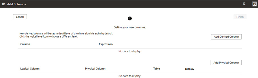 The Add Columns page