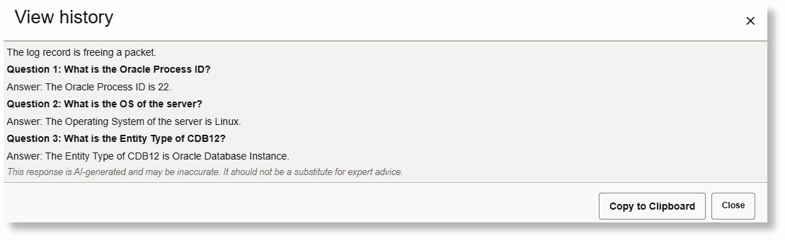history of AI answers and your questions when you click View History