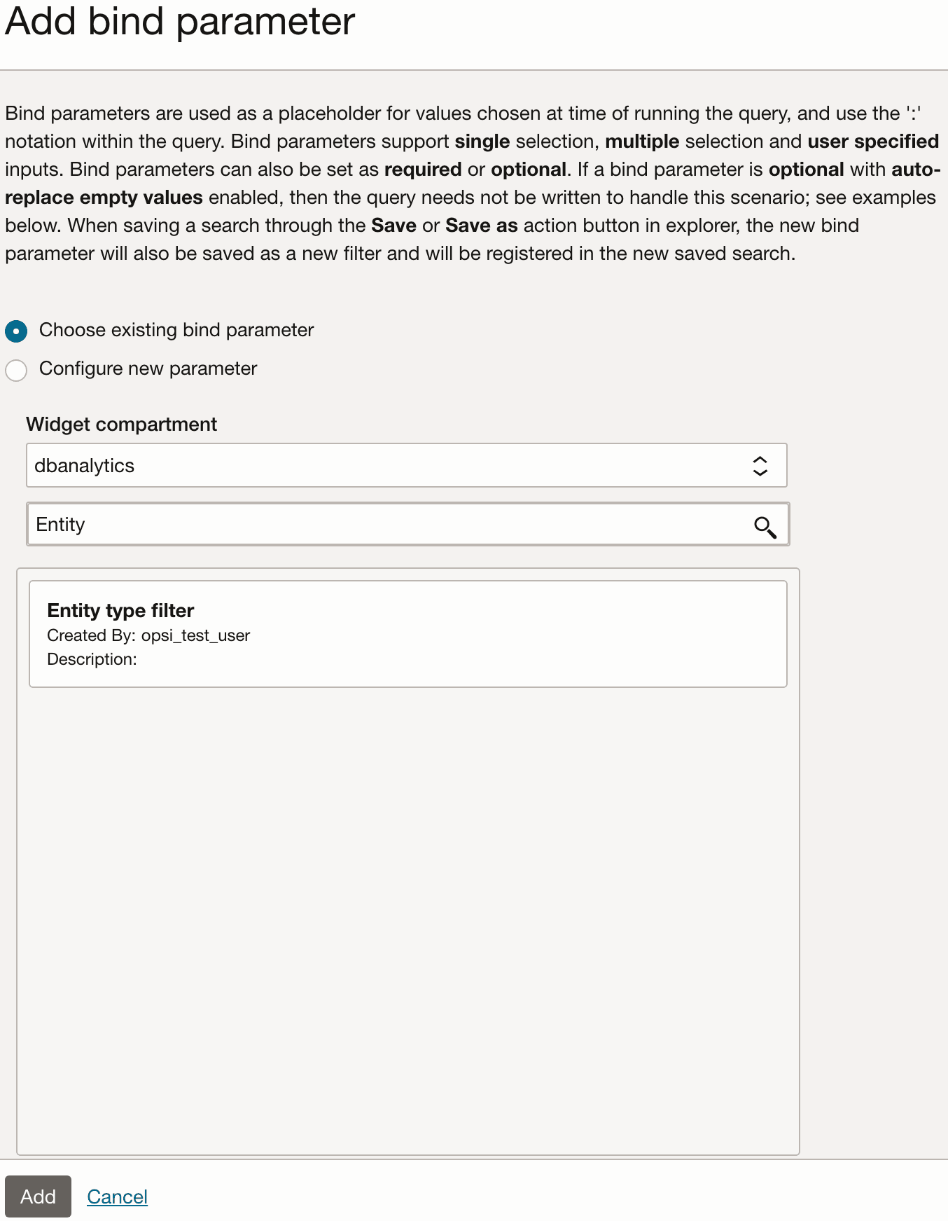 Add Existing Bind Parameter