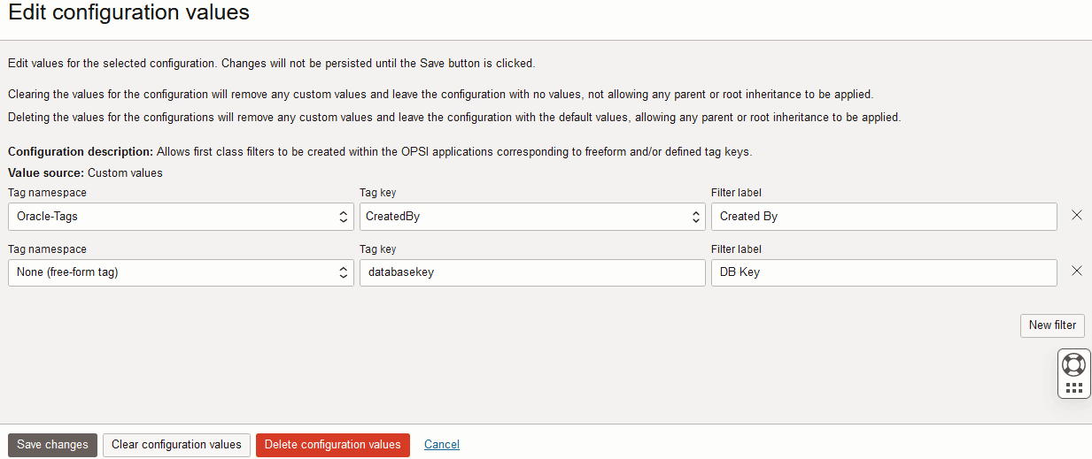 OPSI Tag Filters with two filters created