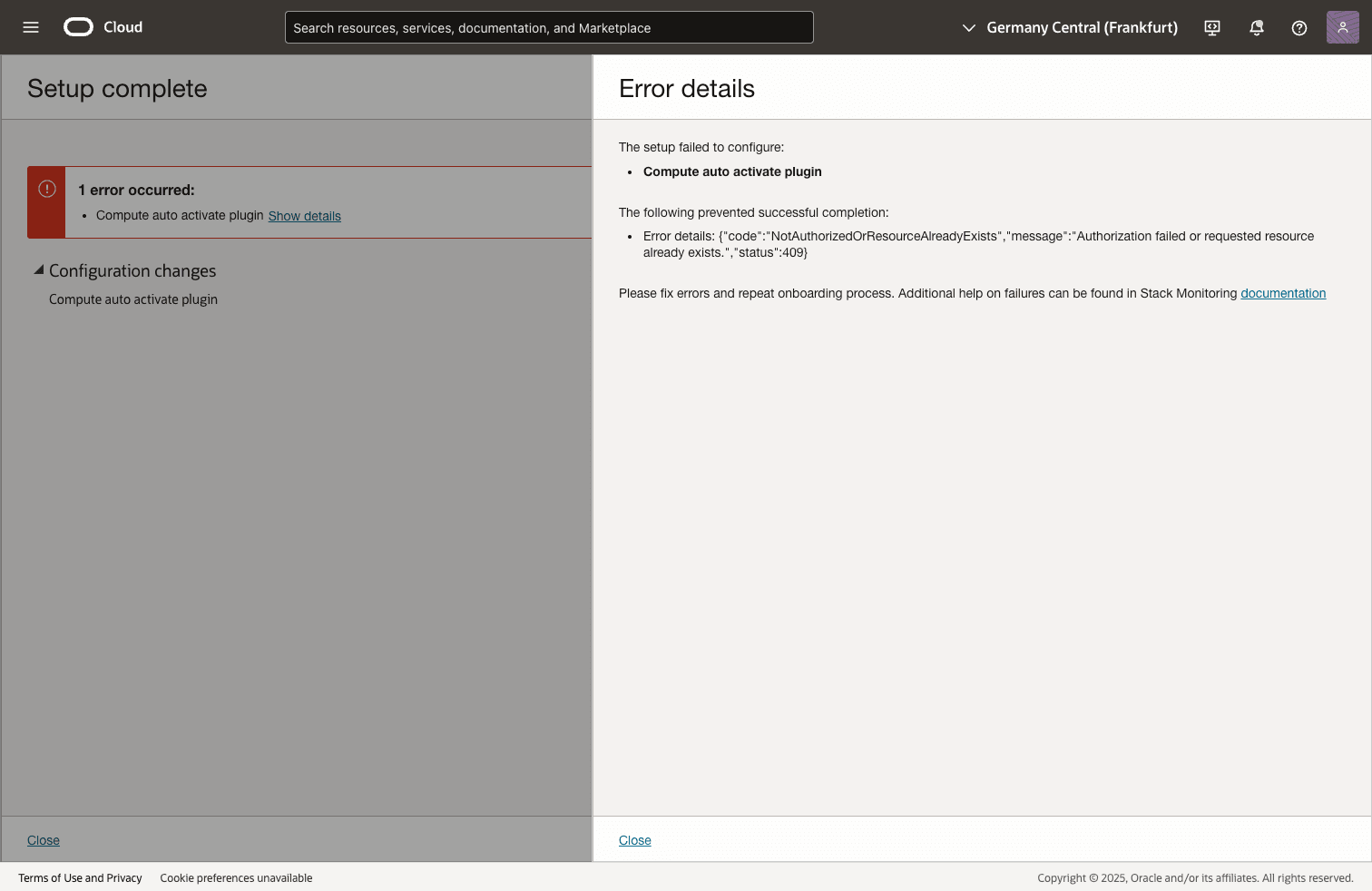 compute auto activation cannot be created