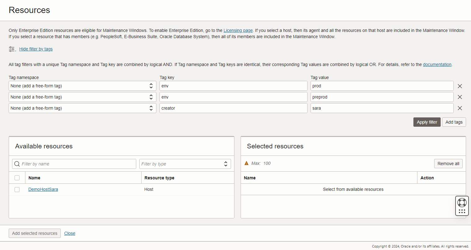 tags filltering using logical OR and AND