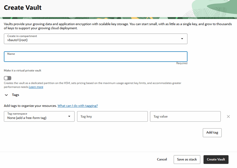 Description of vault-create-vault.png follows