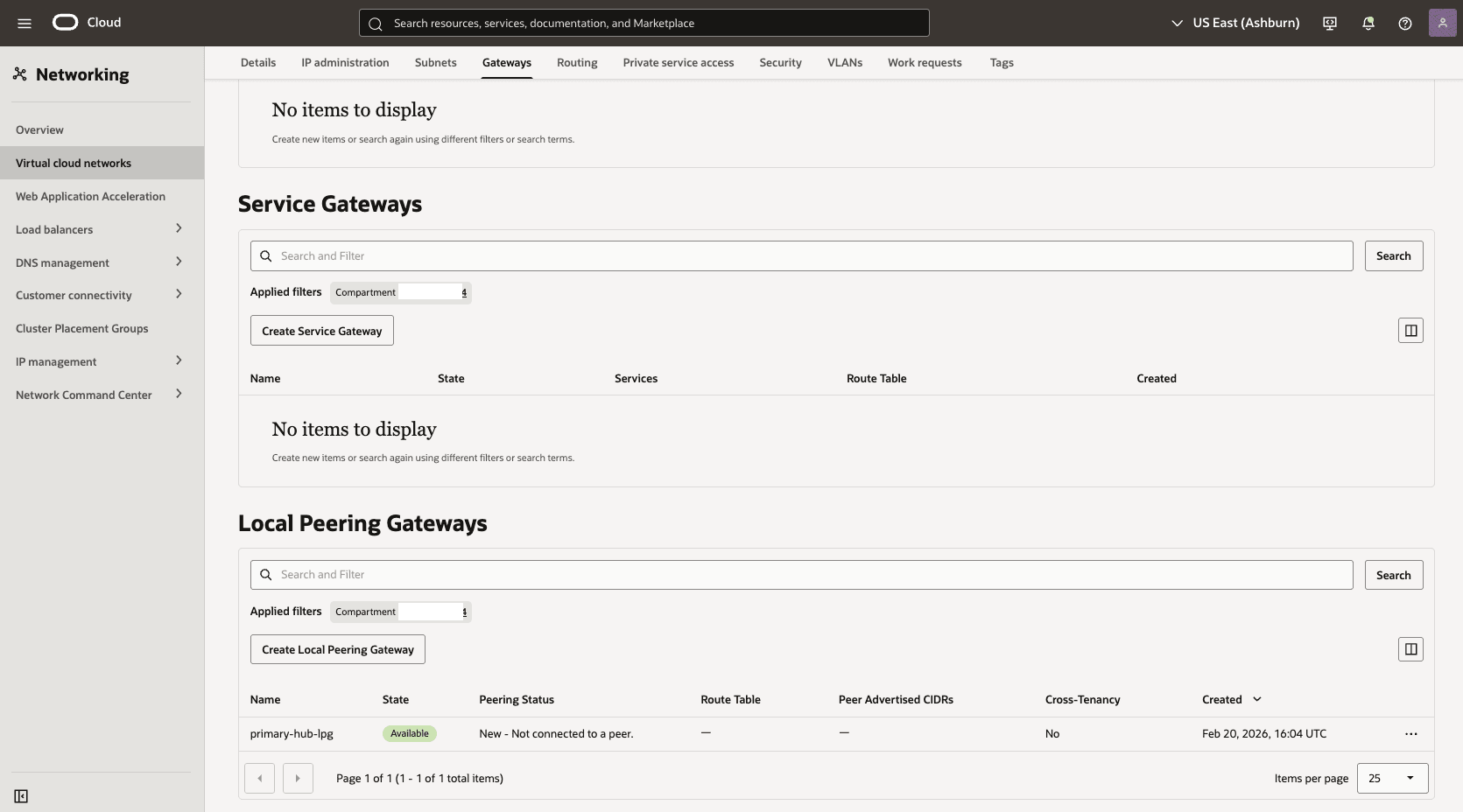 This screenshot shows how to configure the network in the primary region. This screenshot shows how to configure the network in the primary region.