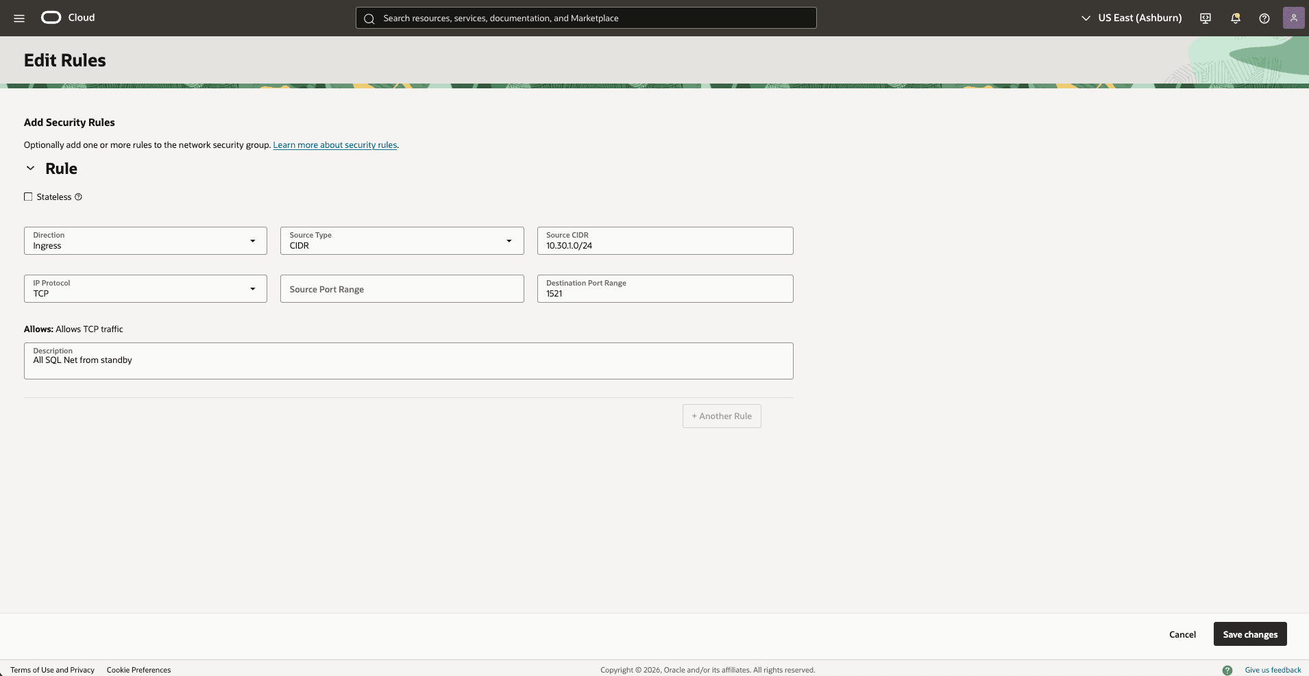 This screenshot shows how to configure the network in the primary region. This screenshot shows how to configure the network in the primary region.