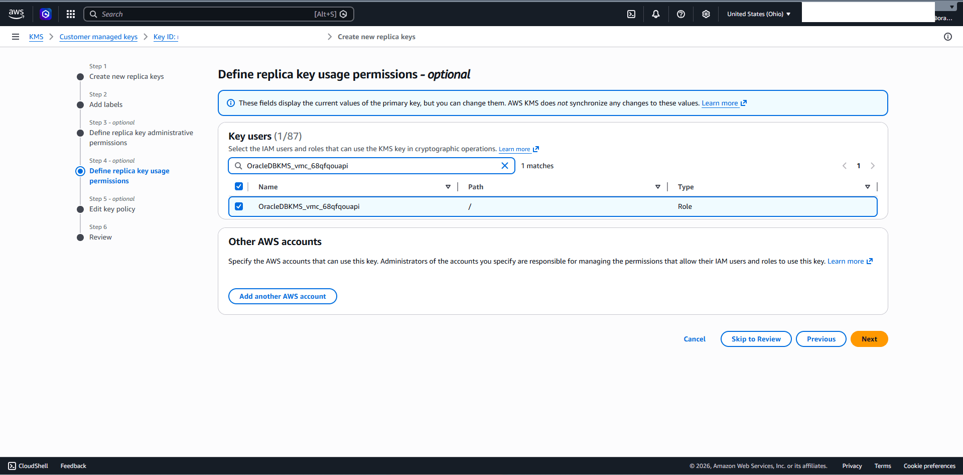 This screenshot shows how to enable the multi-region key in AWS KMS. This screenshot shows how to enable the multi-region key in AWS KMS.