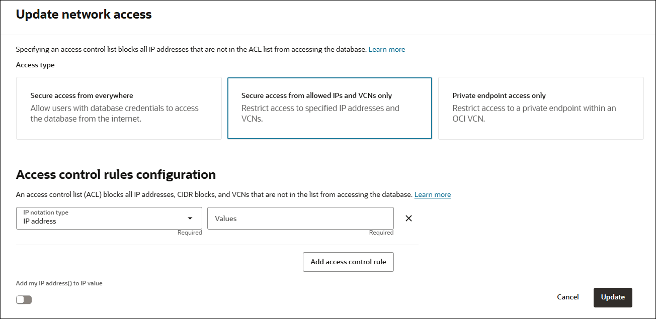 Description of adb_network_access_acl_provision.png follows Description of adb_network_access_acl_provision.png follows