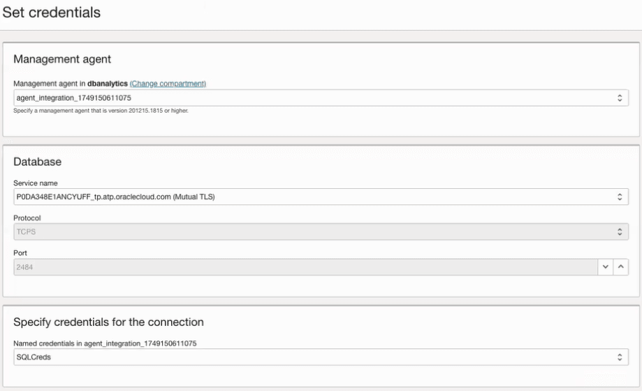 Set credentials for ADB-ExaC@C Set credentials for ADB-ExaC@C